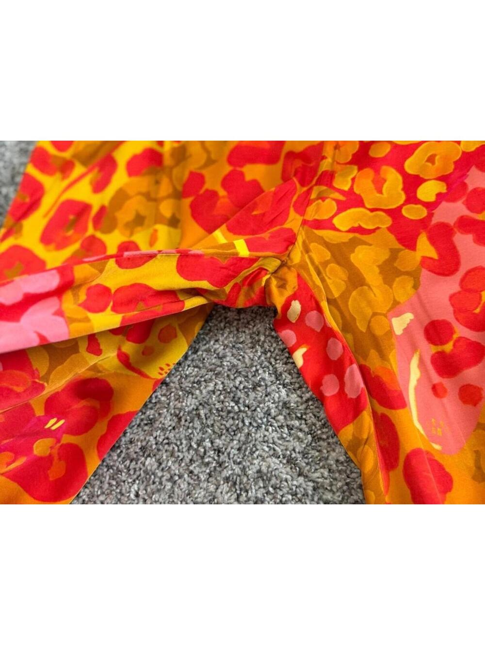 Farm Rio Anthropologie Colorful Animal Print Crop Satin Wide Leg Pants Size XL - Picture 7 of 10